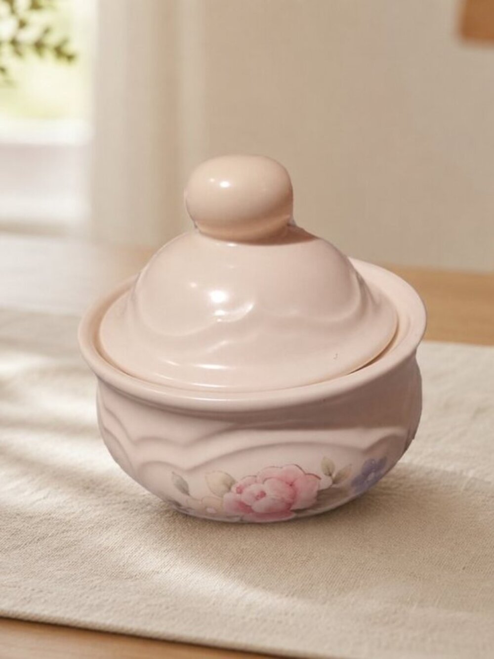 Pfaltzgraff Tea Rose Sugar Bowl With Lid Blush & Pink Floral